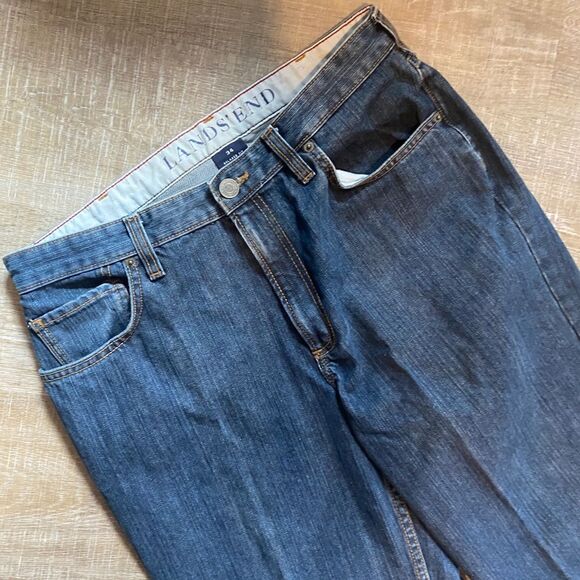 Lands’ End Wide Leg Jeans Men’s 34x30 Relaxed Fit Slightly Tapered Classic Jean - Picture 6 of 10